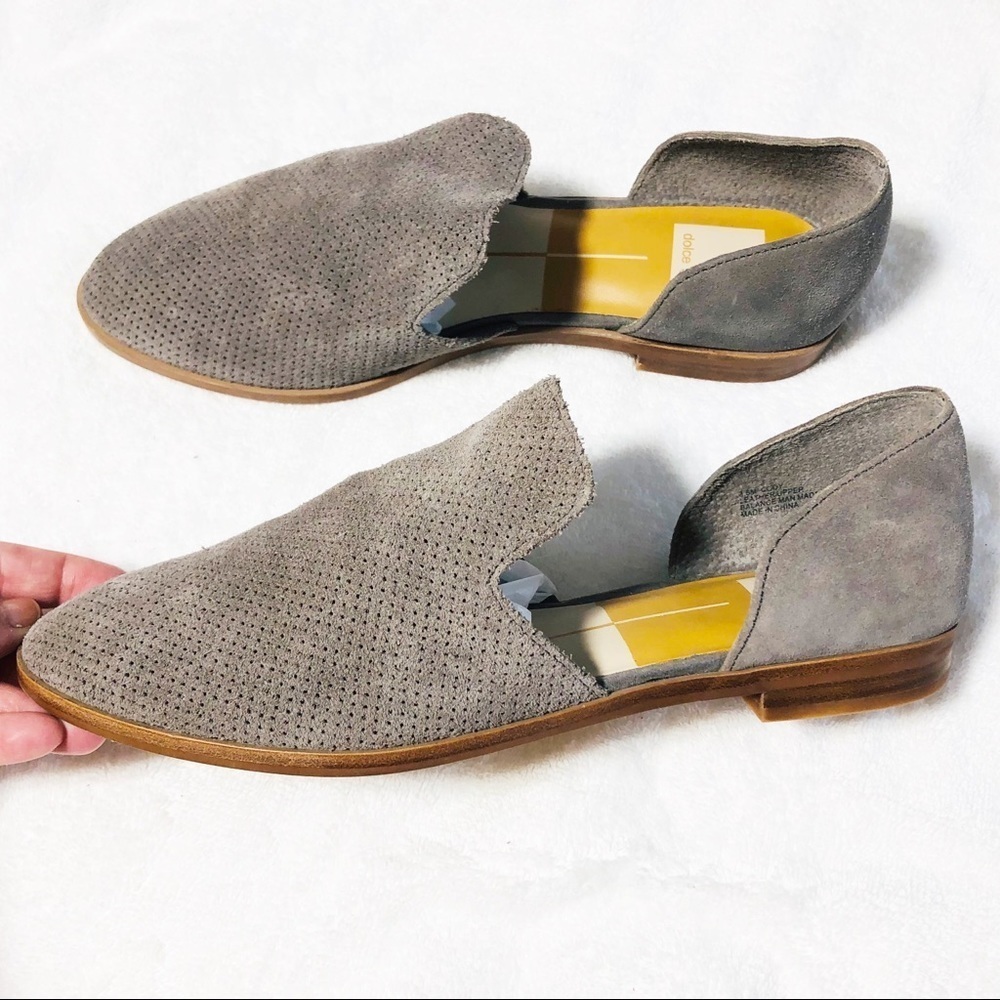 🔥Dolce Vita gray Cody perforated suede slip on D’orsay flats sz8.5